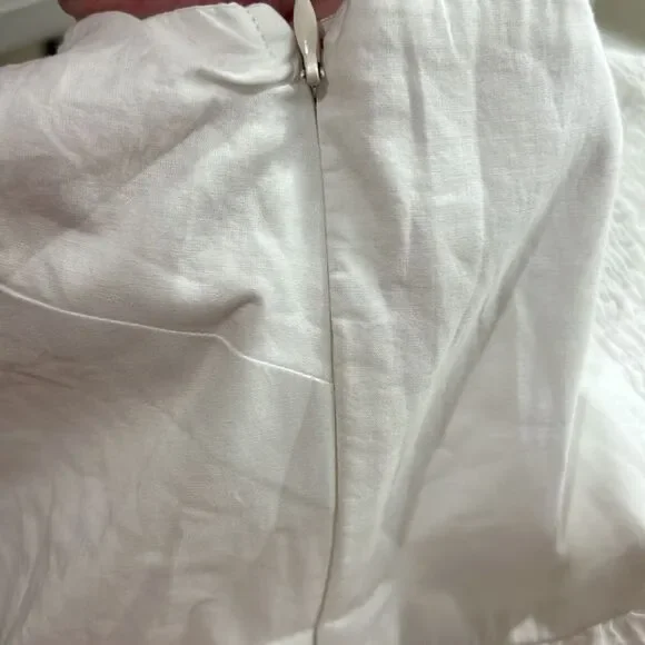 J.Crew Factory Scalloped-trim Tiered Midi Dress in White CA107 NWT - Picture 9 of 12